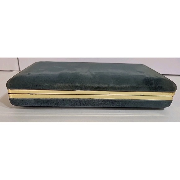 Vintage MELE Blue Velvet Travel Clamshell Jewelry Box Earring Case Lined - Picture 6 of 15